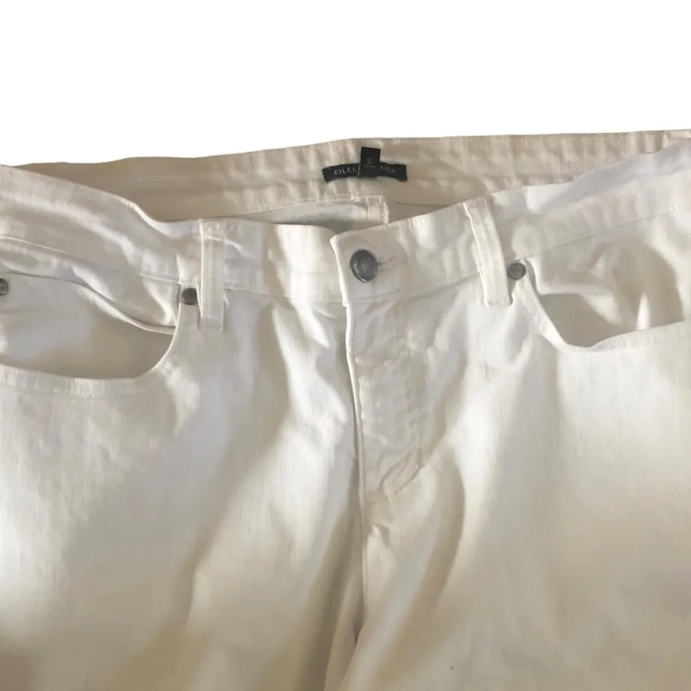 Slim Straight Mid Rise Organic Cotton Jean 10X30 White Stretch - Image 5