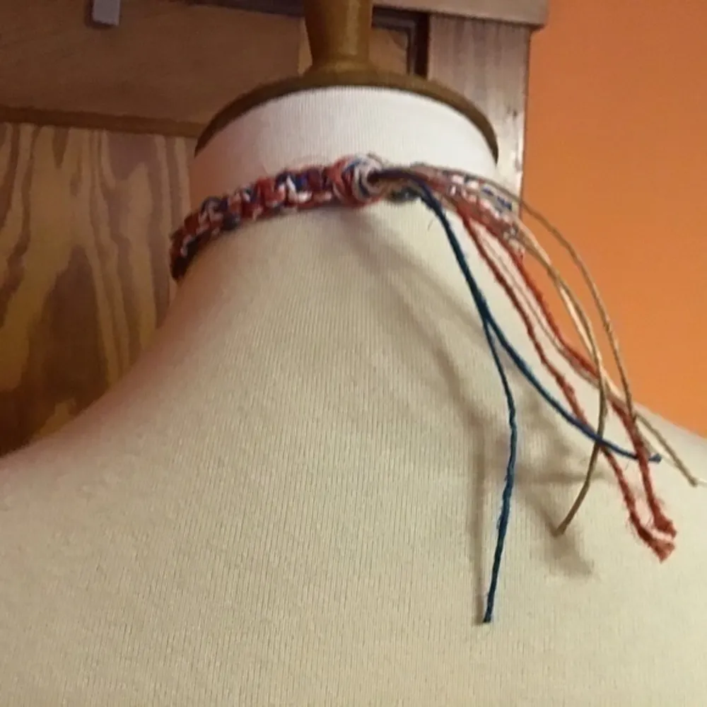 Handmade Hemp Choker Necklace | Tie Dye Hippie Festival Raver Jewelry Red - Image 7