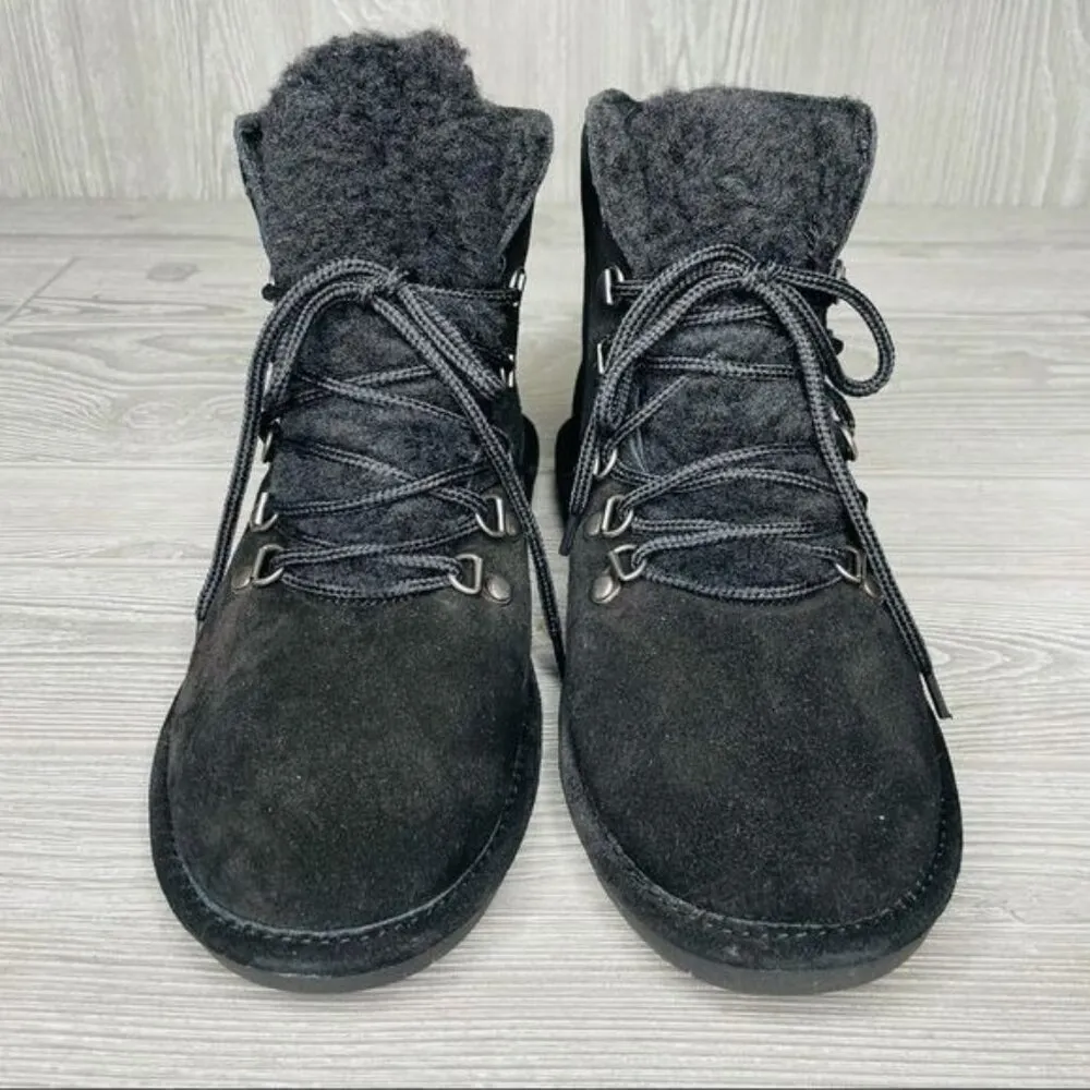 Nwot Bearpaw kerri fuzzy tongue boots / booties black wool suede blend winter si - Image 3