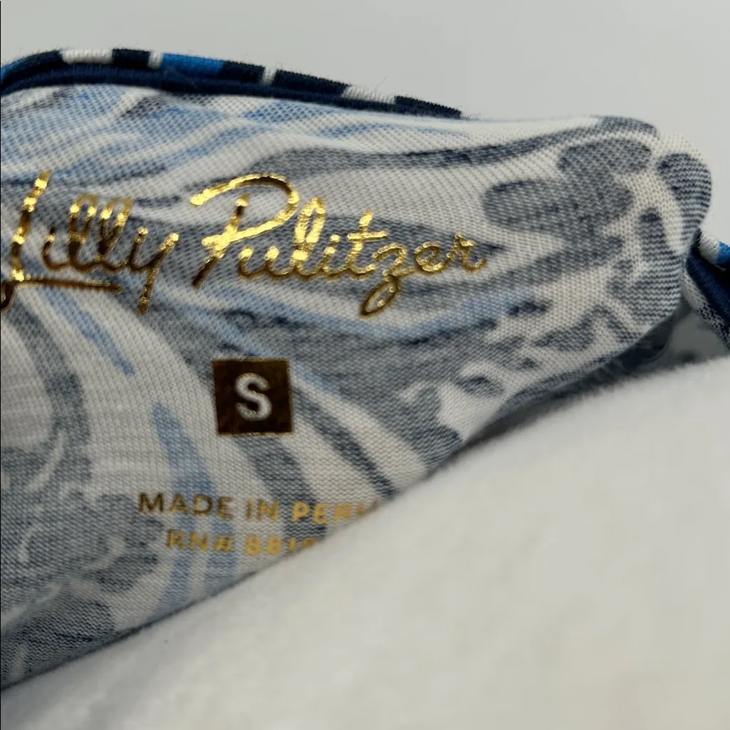 New Lilly Pulitzer Blue Floral Maxi Dress Pima Cotton Short Sleeve Size S - Image 2