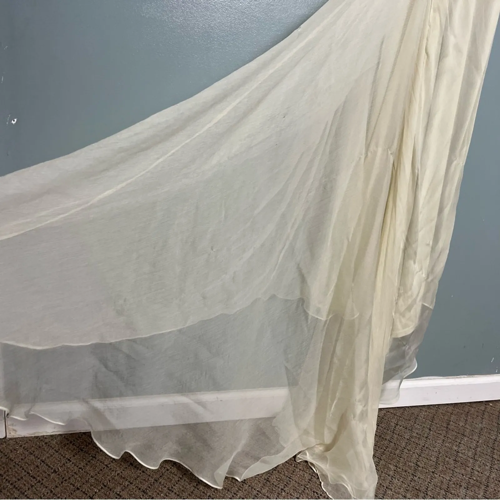 BHLDN Tadashi Shoji Cypress Dress Beaded Silk Chiffon Mermaid Gown Women’s 6 - Image 7