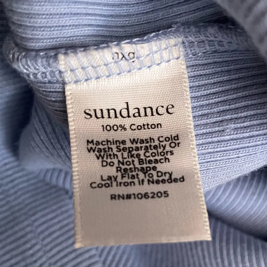 Sundance Shirt Size Medium Short Sleeve Ribbed Tee Blue - Image 7
