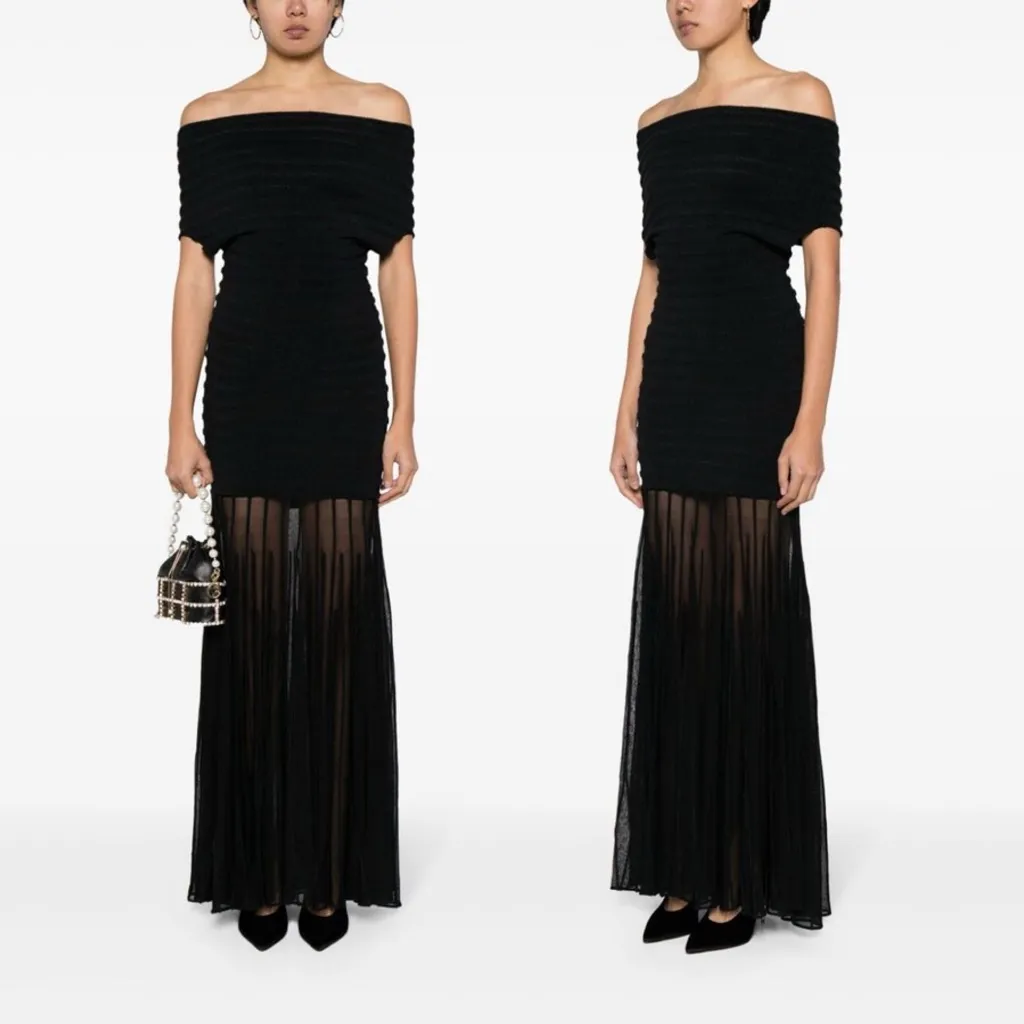 ALEXIS Marce Black Sheer Stripe Maxi Dress Off-Shoulder Size XL NWT - Image 10