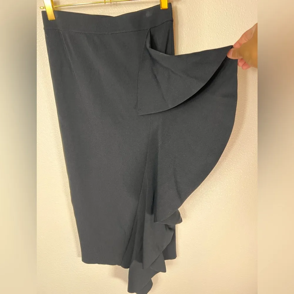 ZARA NWT Knit Ribbed Straight Ruffle Bodycon Skirt Size M - Image 3