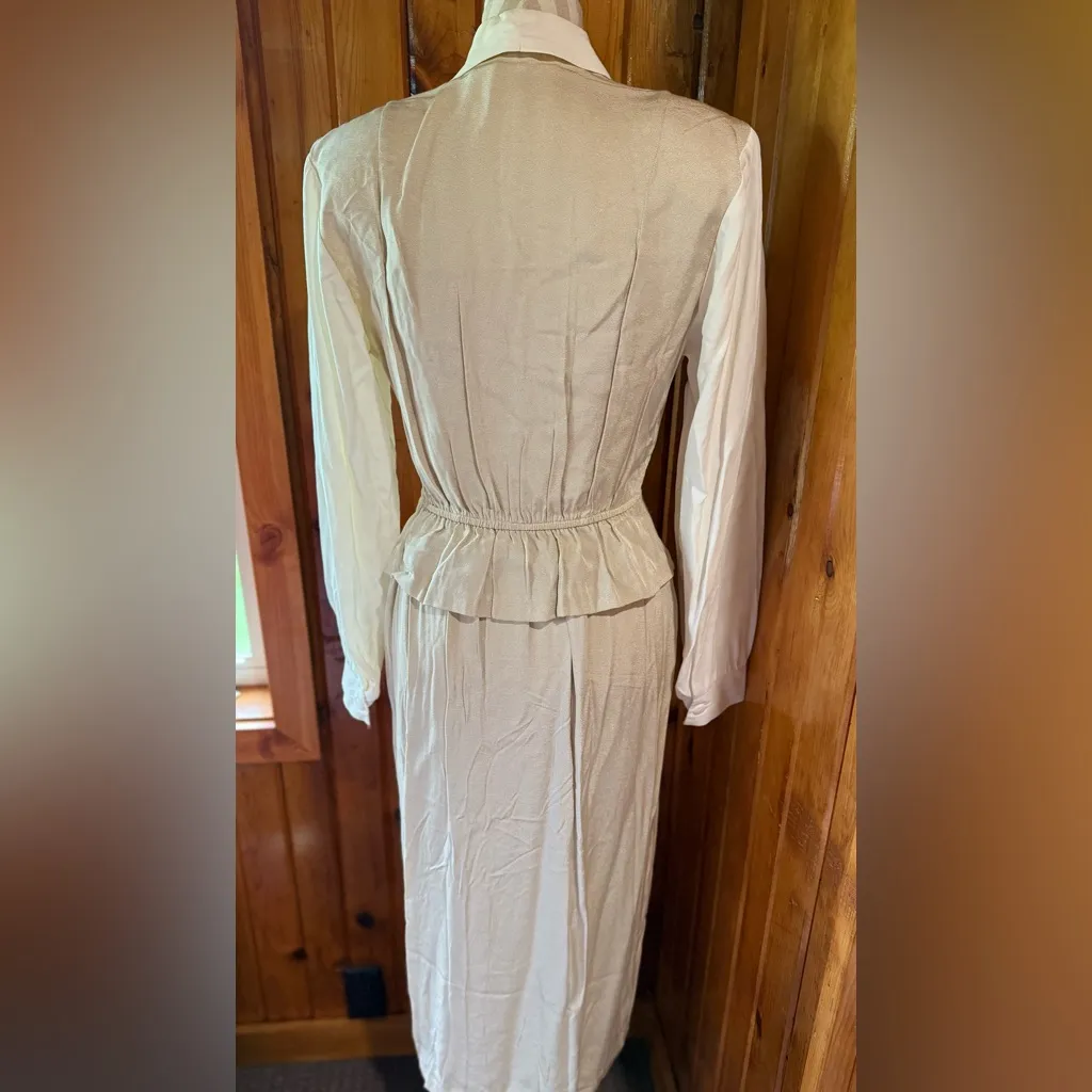 Vintage Miss Scarlet size 6 Elegant Cream Button-Up Dress‎ - Image 5