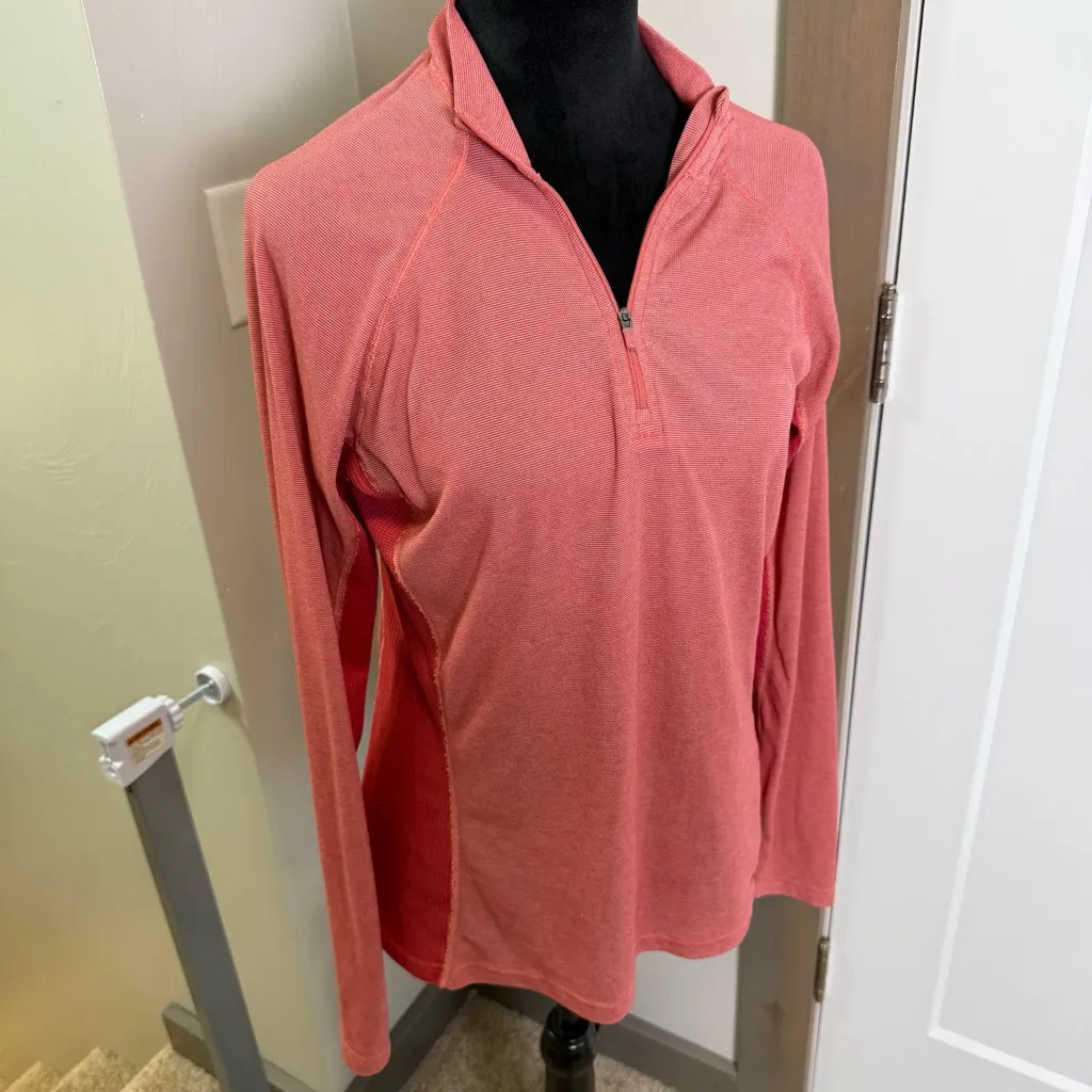 Patagonia Capeline Women Salmon Pink Orange 1/4 Zip Lightweight Baselayer Top XL - Image 2
