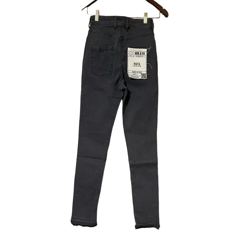Ser.O.Ya Maya High Rise Distressed Stretch Skinny Jeans in Ash Size 26 NWT Gray - Image 3