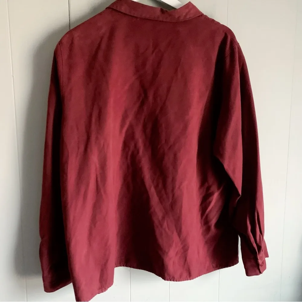 Venezia Jeans Co Lane Bryant VINTAGE 90s Faux Suede Button Shirt 18/20 Red - Image 3