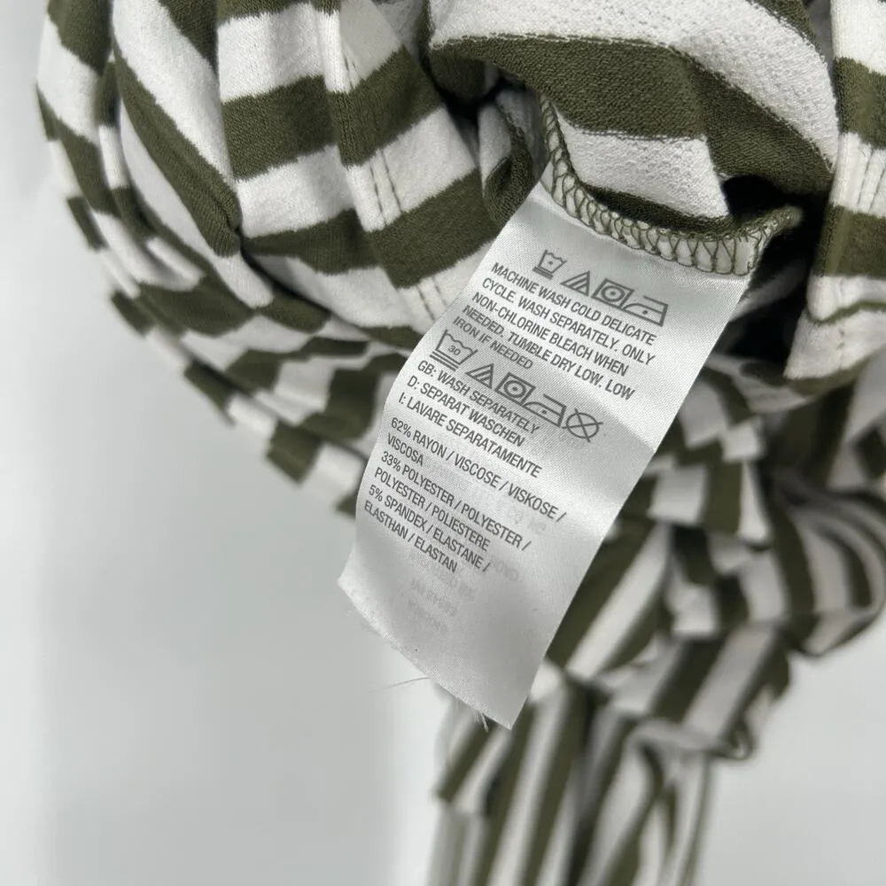 AnyBody Wide Leg Jumpsuit Olive Green White Stripe Belted Comfy Size 2X - Image 10