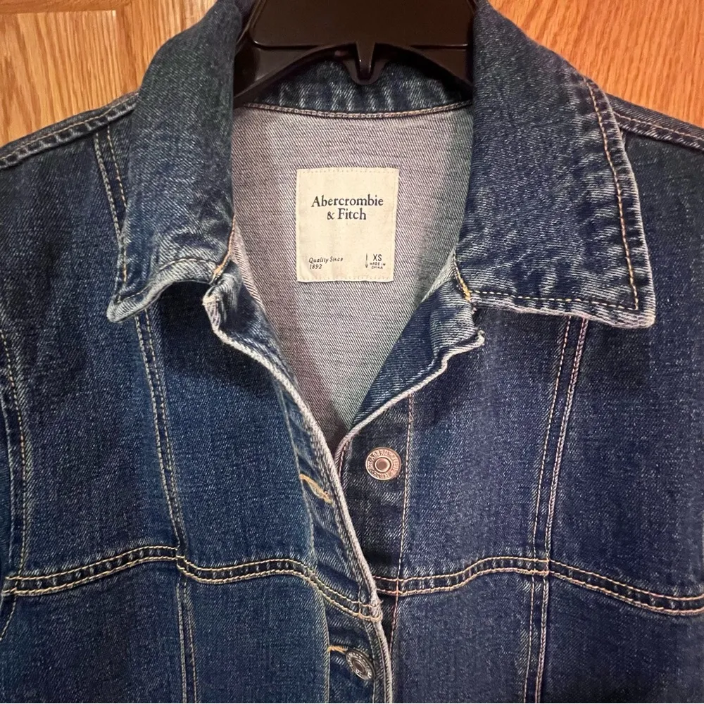 Abercrombie & Fitch A-Line Button-Up Short Sleeve Blue Denim Mini Dress Size XS - Image 6