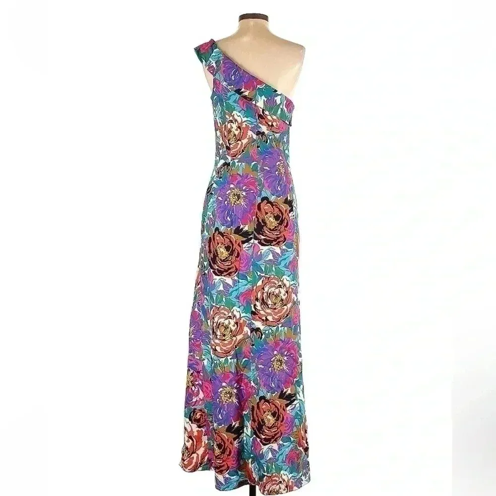 Black Halo Eve | Dolan Gown One Shoulder Floral Formal Runway Dress Size 0 - Image 6