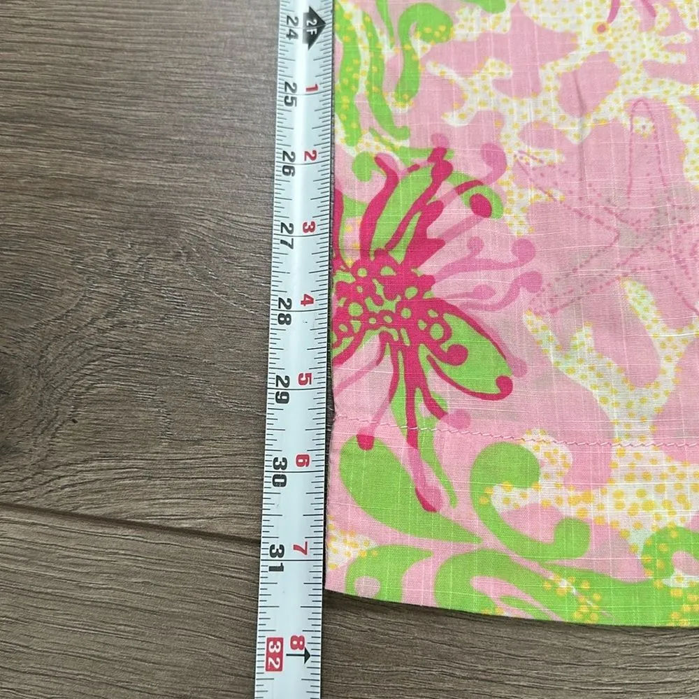 Lilly Pulitzer Mid Rise Wide Leg Pants‎ Pink Green Size Small - Image 9