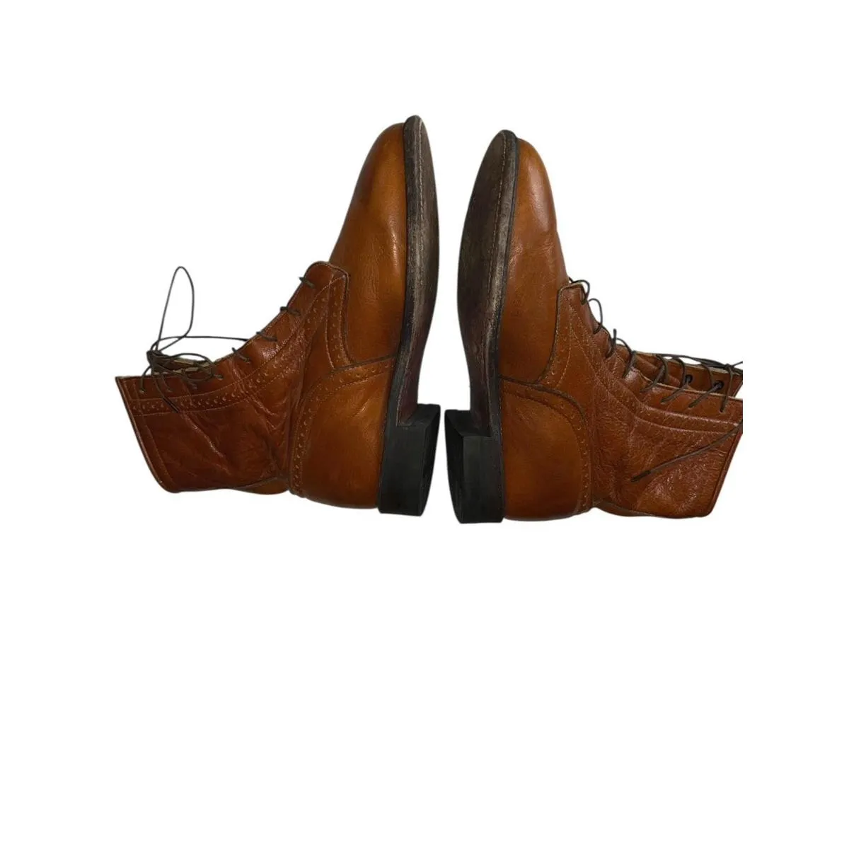 Vintage Justin Packer Lace Up Roper Boots Tan Leather Made USA Women’s Size 6.5C - Image 6