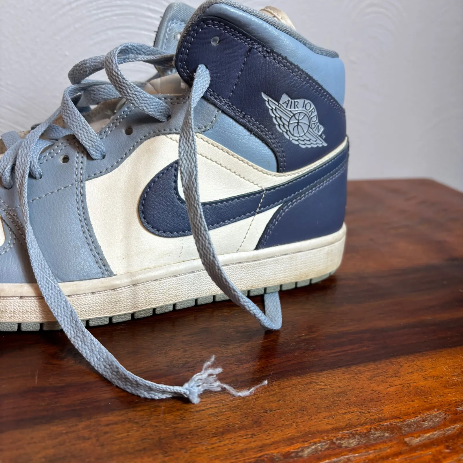 Air Jordan 1 Mid Light Smoke Grey White Blue Womens Sneakers BQ6472 140 Sz 10 - Image 6