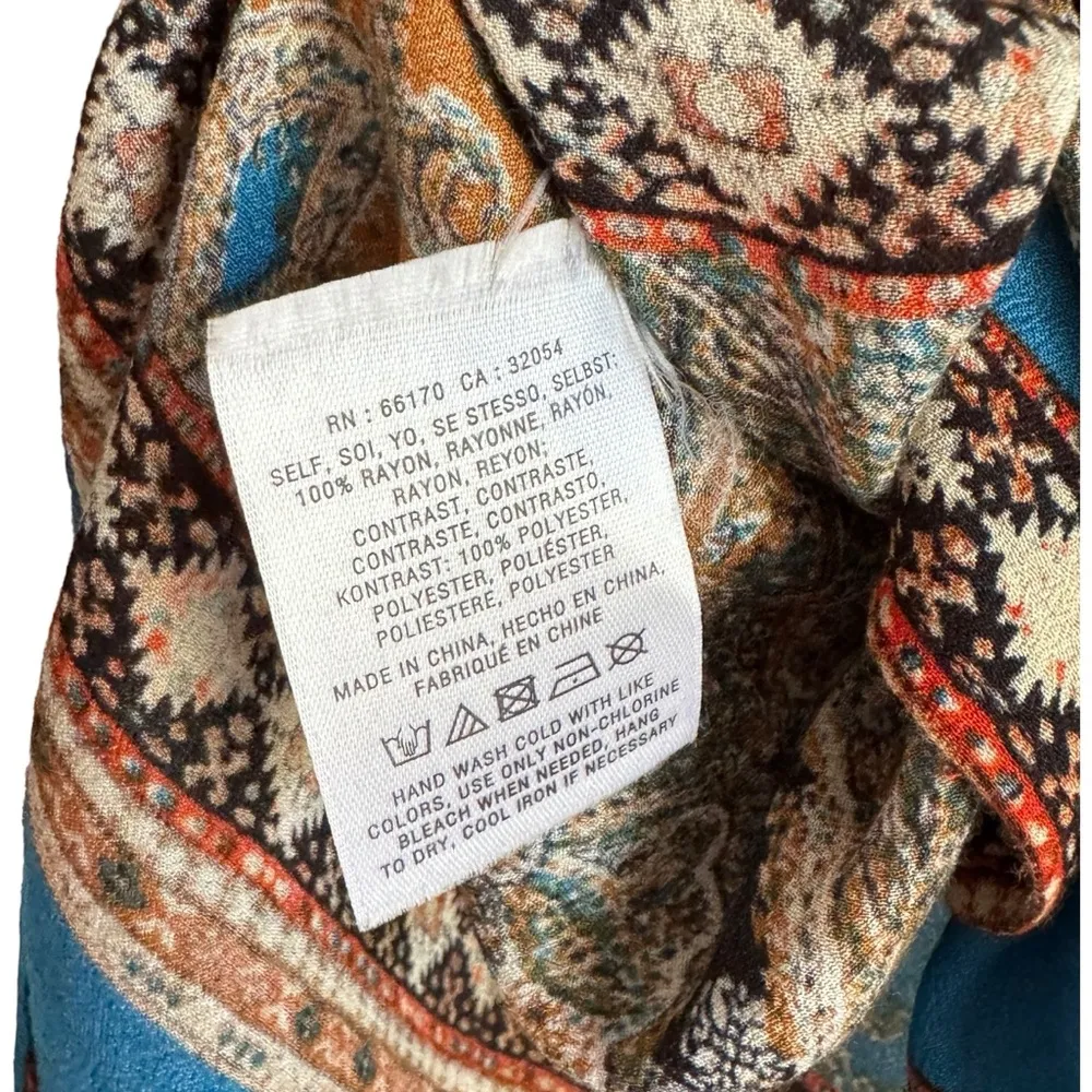 Anthropologie Meadow Rue Boho Printed Loose Flowy Top Small Long Sleeve Anthro - Image 4