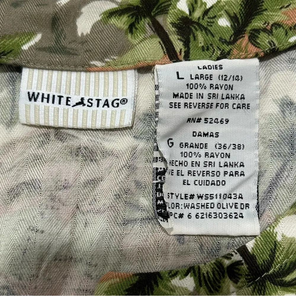 Vintage 90s Y2K White Stag Sleeveless Button Up Top Floral Hawaiian Size XL - Image 4