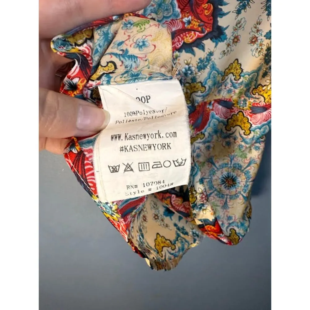 KAS New York Anthropology Shirt Women's Size 00P Y2K Style Dolman Sleeve Silky - Image 5