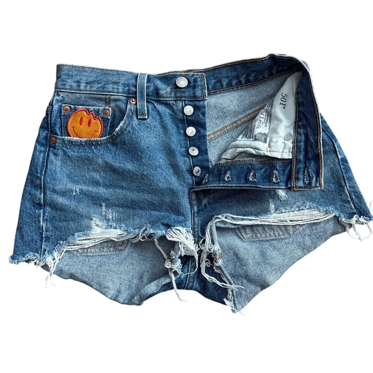 Levi's Premium 501 Original Fit High‎ Rise Oxnard Athens Cut-Off Shorts Size 25 - Image 8