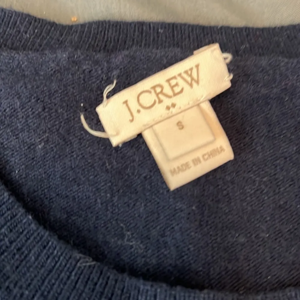 JCrew Factory Cotton/Merino Slim Fit Sweater Embroidered Dots Size Small Blue - Image 7