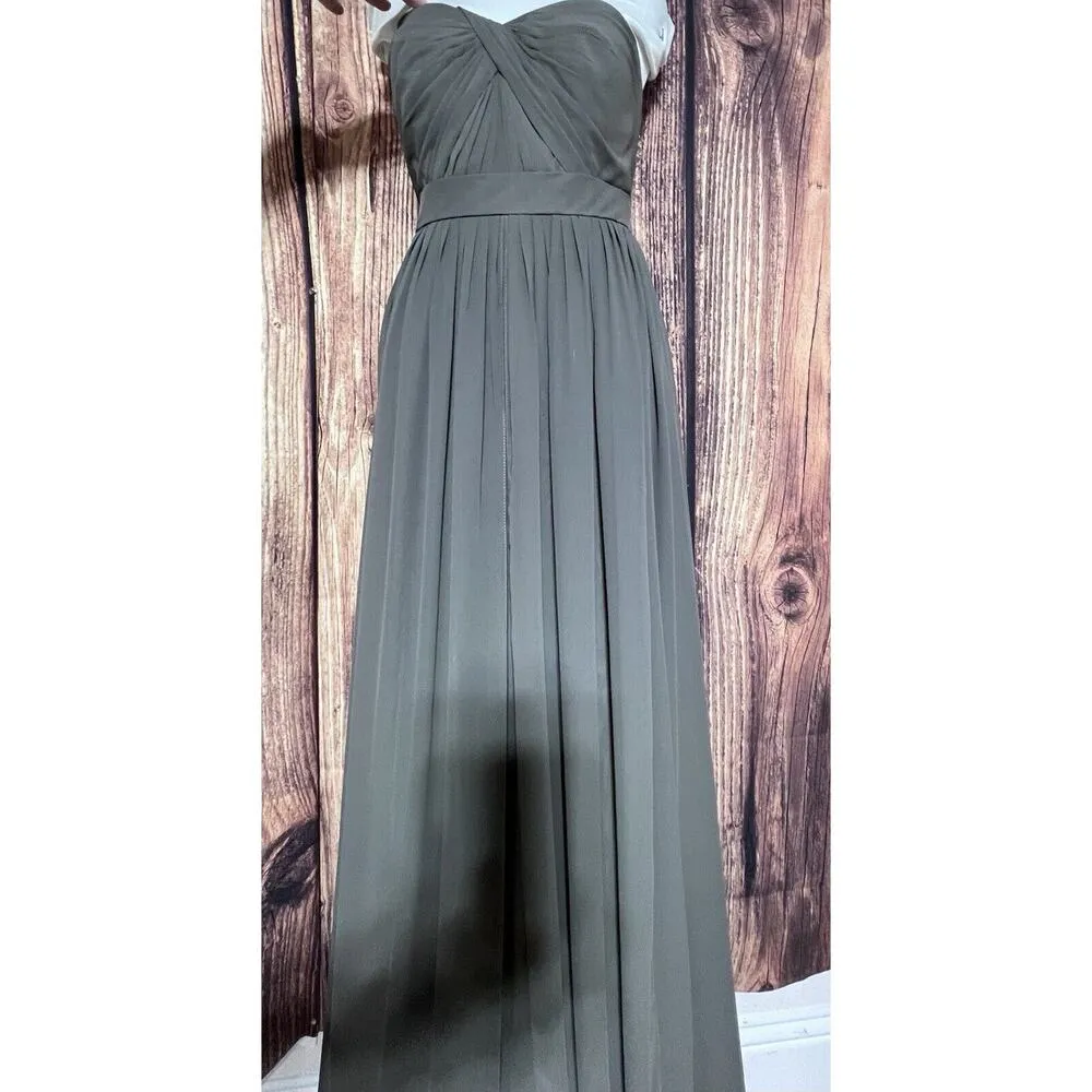 Jenny Yoo Prom Dress Sz 6 Formal Taupe Gray Strapless Long Bridesmaid Gown - Image 7