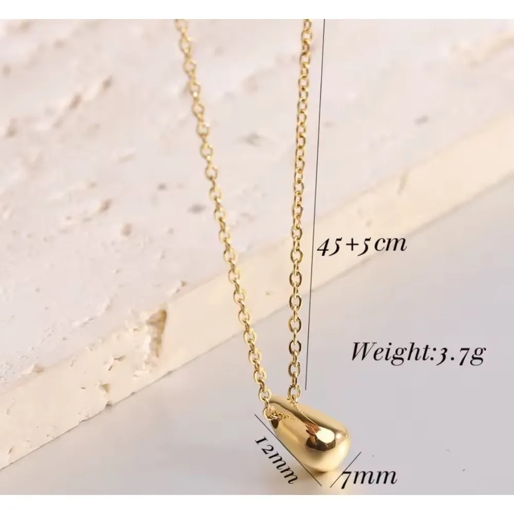 NEW Teardrop‎ Pendant Necklace Gold Plated Sterling Silver Minimalist Jewelry - Image 5