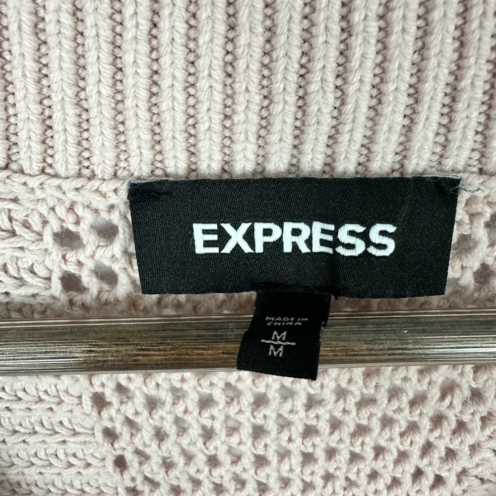 Express Pink Star Sweater M V Neck Knit Pullover Y2K Kawaii Pastel Softcore Cozy - Image 3