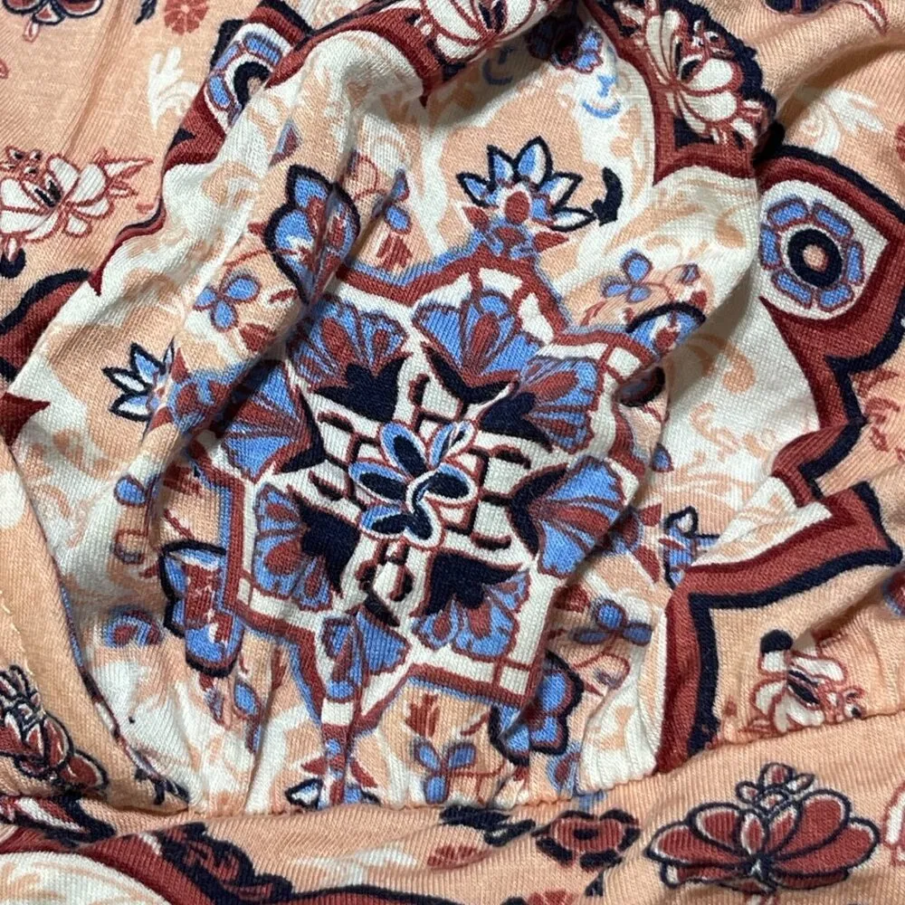 Agnes & Dora Knit Spencer Maxi Dress Cap Sleeve V-Neck Peach XS Extra Small - Image 4