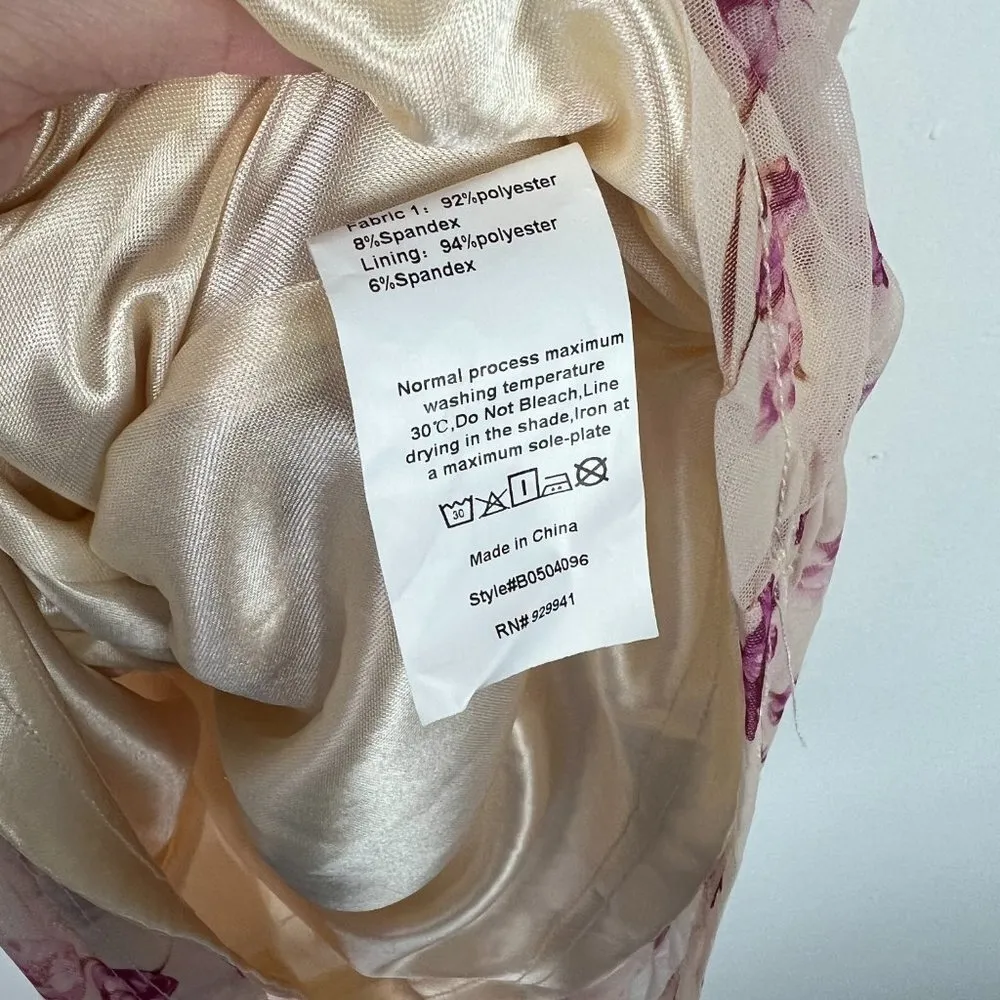 NWT SBetro Lace Up Front Ruched Floral Mesh Dress Mini Size Large L NEW - Image 8