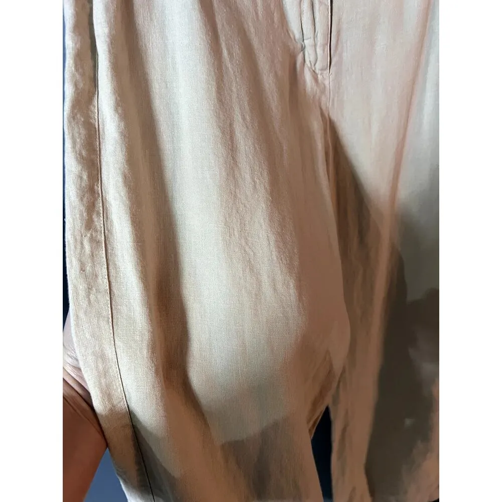 Chicos Pants Womens 1.5 (10) Beige Tan Wide Leg 100% Linen Airy Spring - Image 4