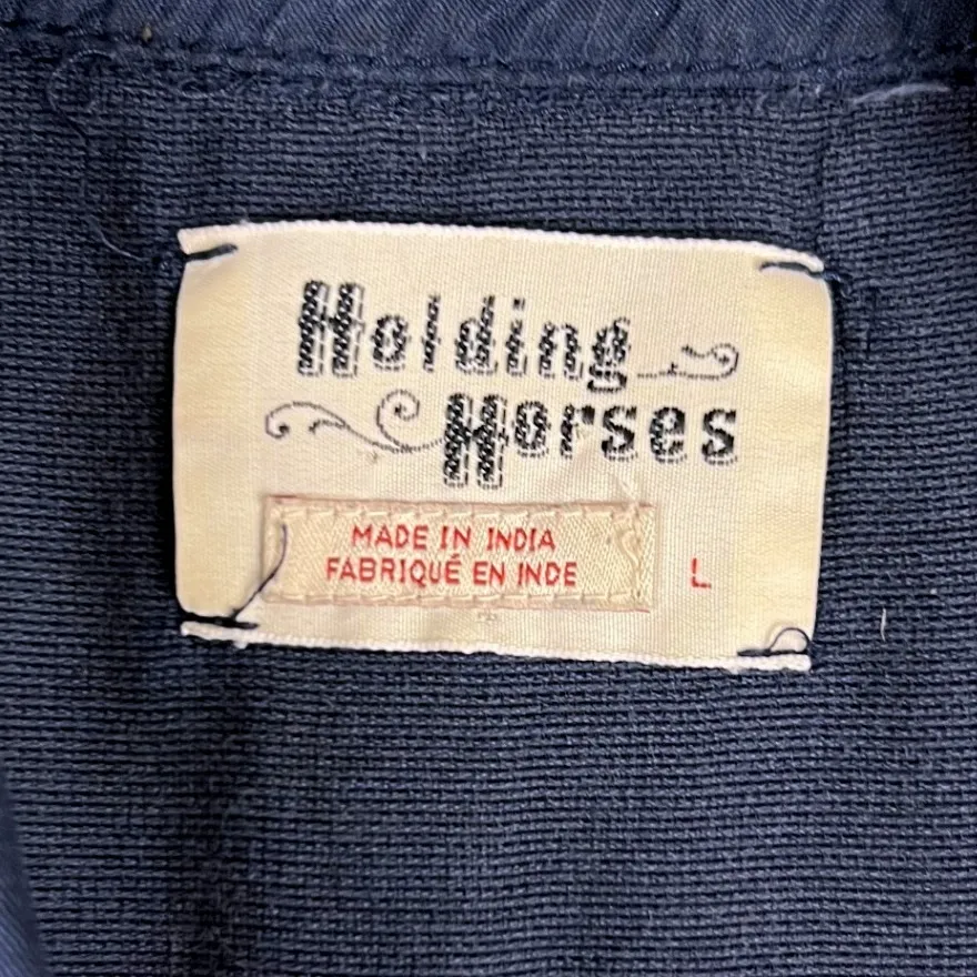 Holding Horses Anthro Blue Button Down Shirt Long Sleeve Tunic Top Ladies Sz L - Image 2