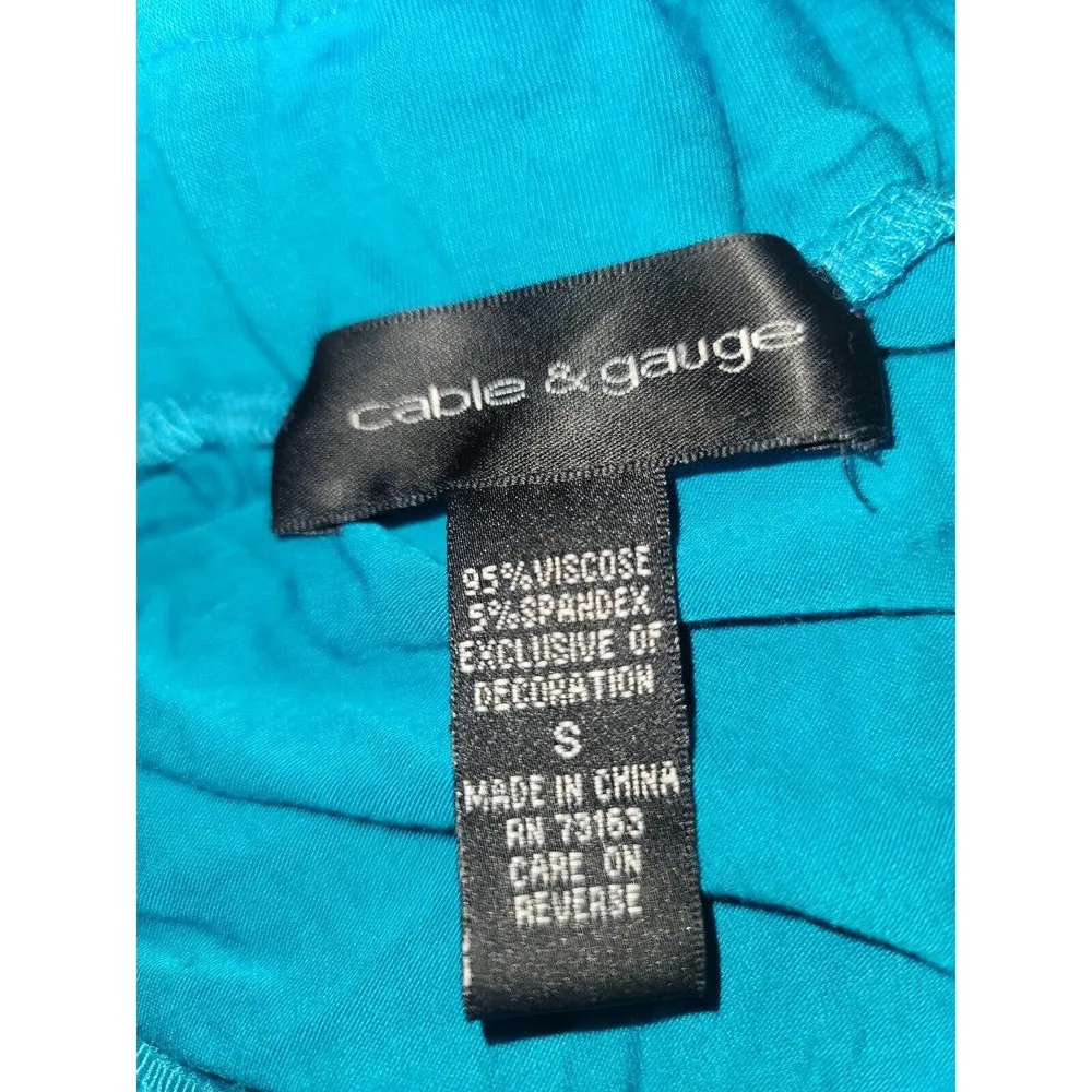 Cable & Gauge Blue Solid Polyester V-Neck Short Sleeve Casual Top Blouse - Image 7