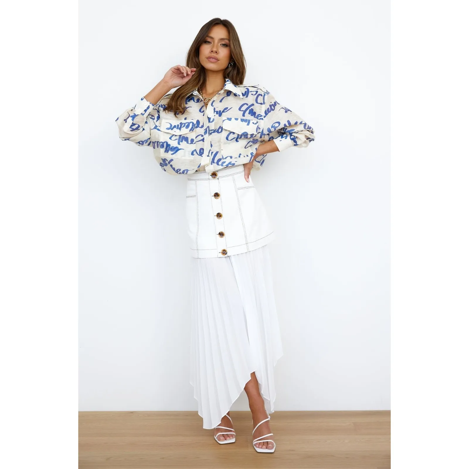 C/Meo Collective Slow Burn Long Sleeve Short Logo Print Cream Oversized XXS - Image 2