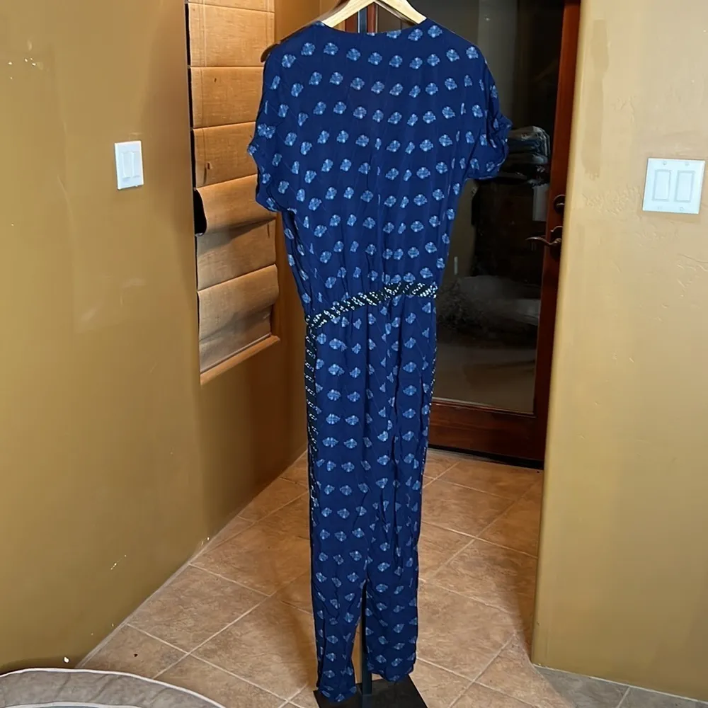 Anthropologie Velvet by Graham & Spencer Blue Cady Jumpsuit Size Medium - Image 11