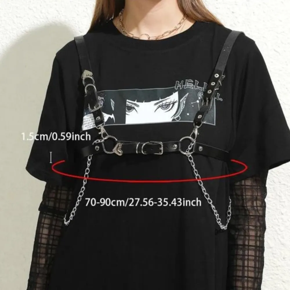 Black Harness O Ring Chain Belt New - Image 5