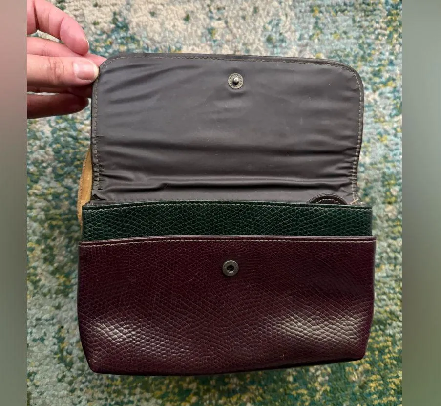 Vintage Gitano faux leather color block mini wallet travel bag Green - Image 3