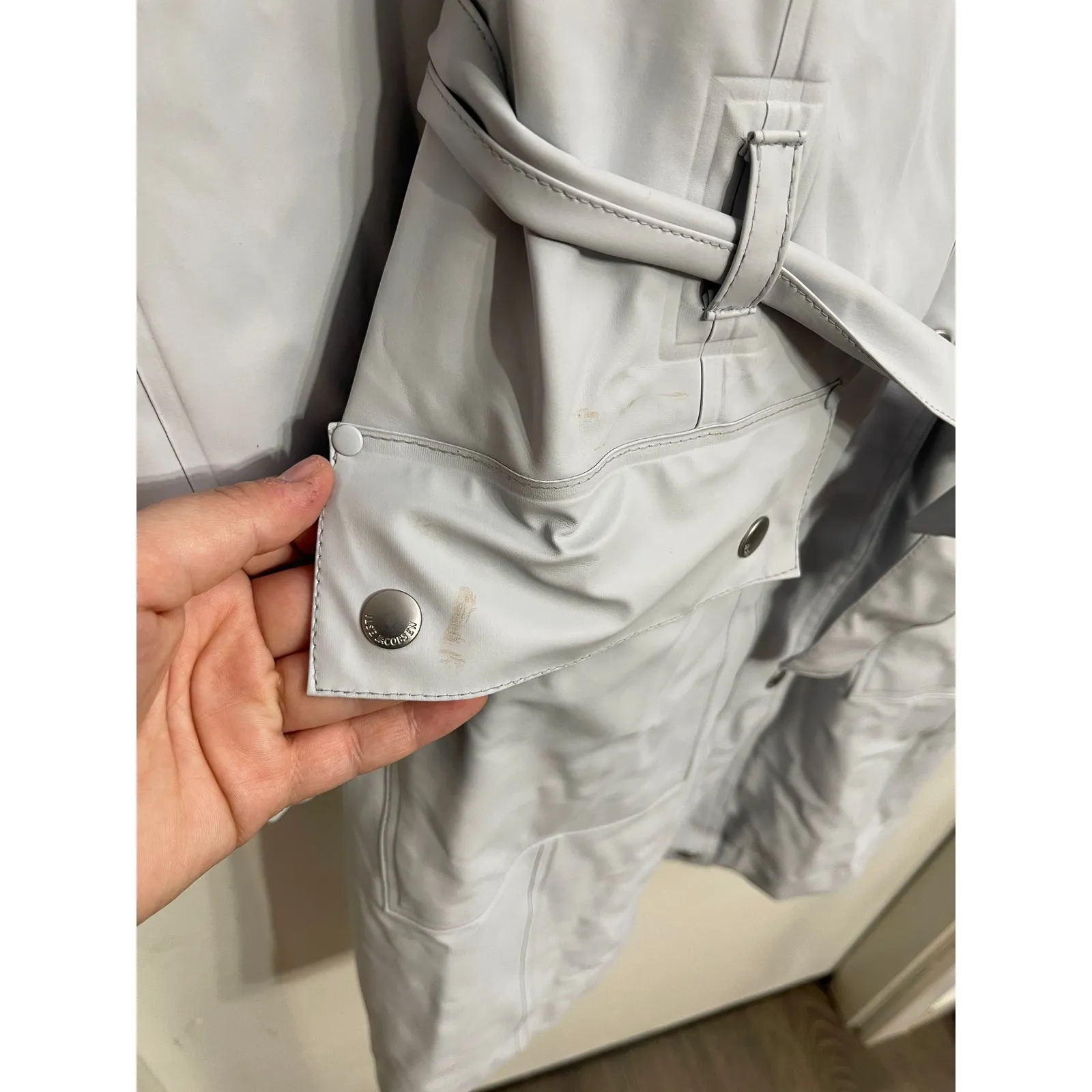 Ilse Jacobsen Rain71 Waterproof 5000mm Softshell Hooded Belted Jacket Gray 38 M Blue Size 8 - Image 8