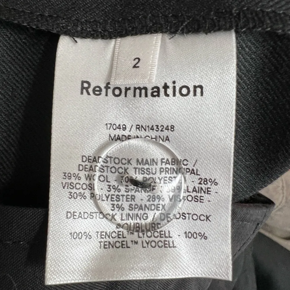 Reformation Dress Pants Black Wool Blend Straight Leg Work Office Minimalist 2 - Image 7