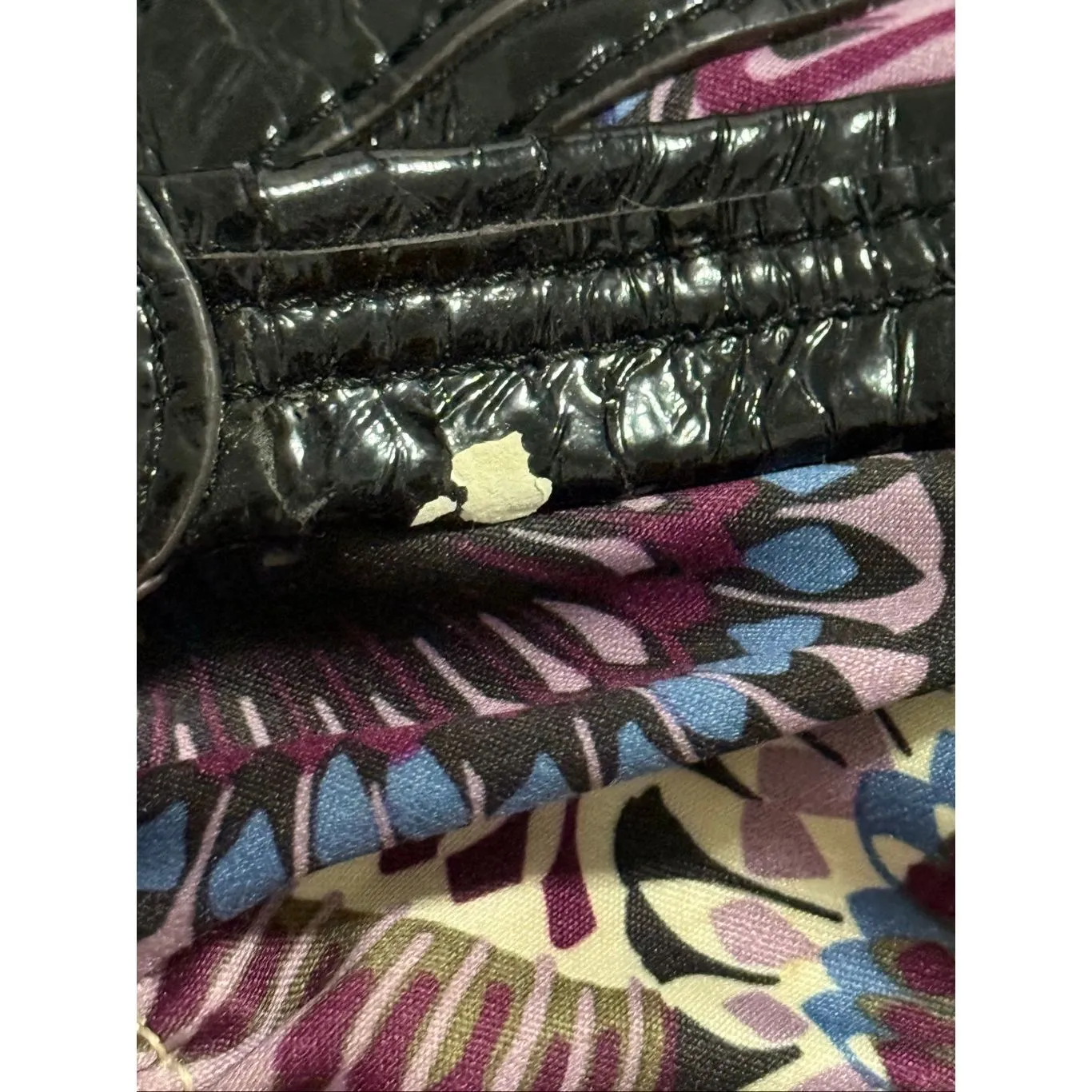 Kathy Van Zeeland Metallic Trim Purple Floral Satchel hobo bag purse - Image 5