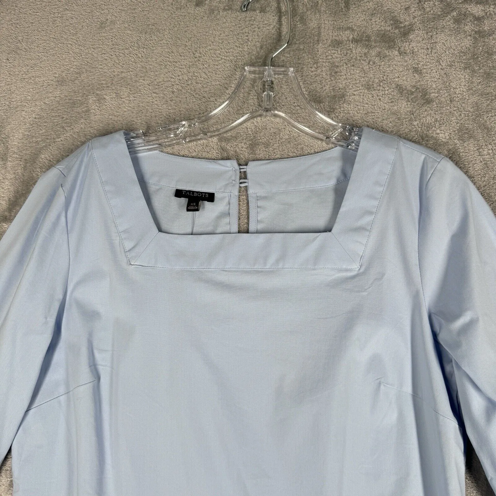 Talbots Shirt Womens XS Light Blue‎ Neutral Boho Preppy Cottage Casual Office - Image 4