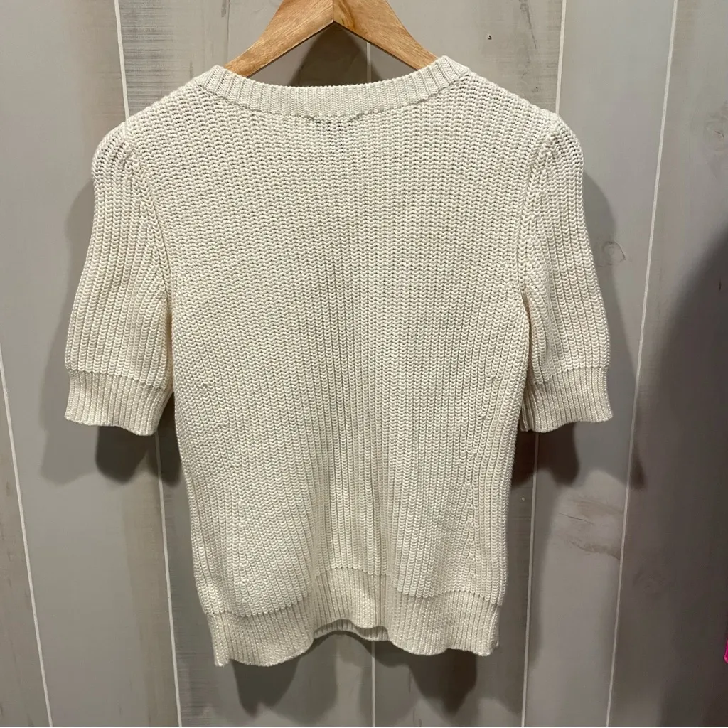Cute creamy short sleeve button shoulder shaker sweater Talbots boho classic - Image 8