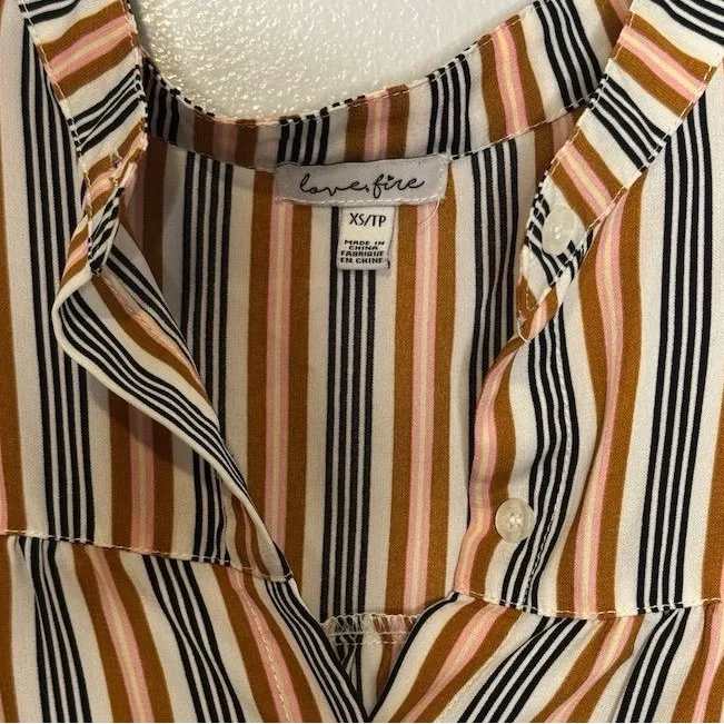 Love Fire Women's XS Striped Bell Sleeve Blouse Multicolor - Image 4