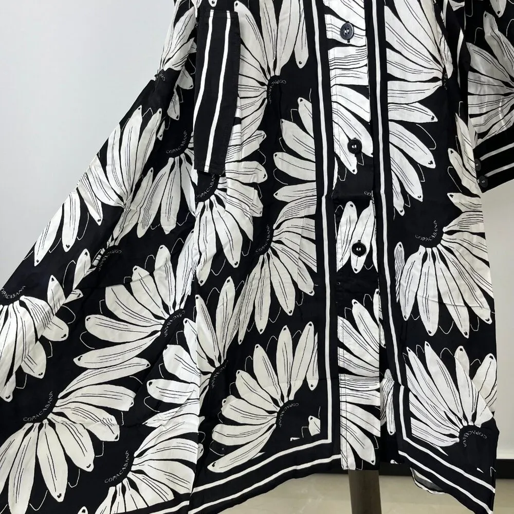 NWOT Farm Rio Copabanana Belted Front Button Long sleeve Shirt Dress Size S - Image 11