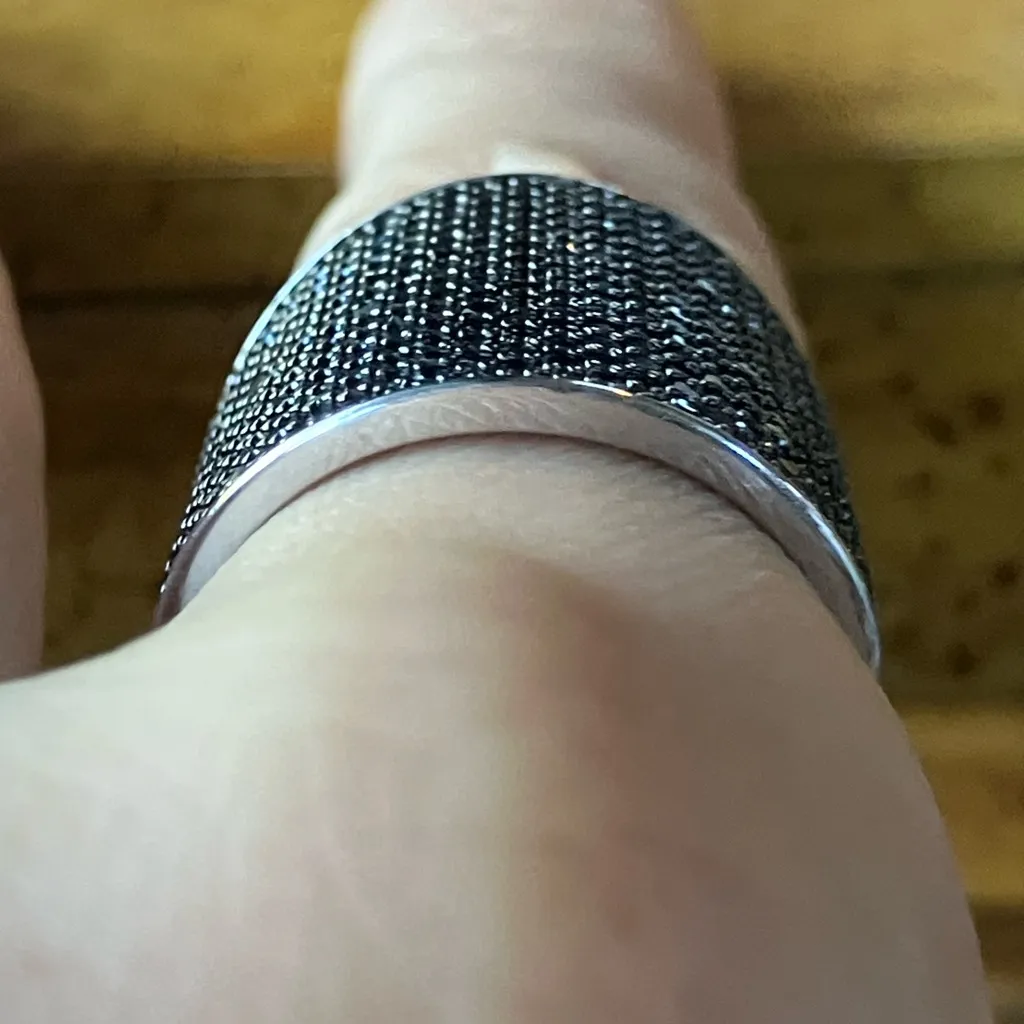 Natural Black Spinel Sterling Silver Ring Size 8 - Image 2