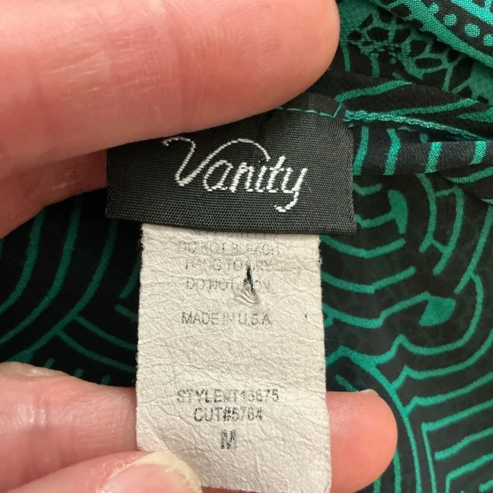 Vanity Y2K Green Boho Peasant Tunic Top V - Image 3