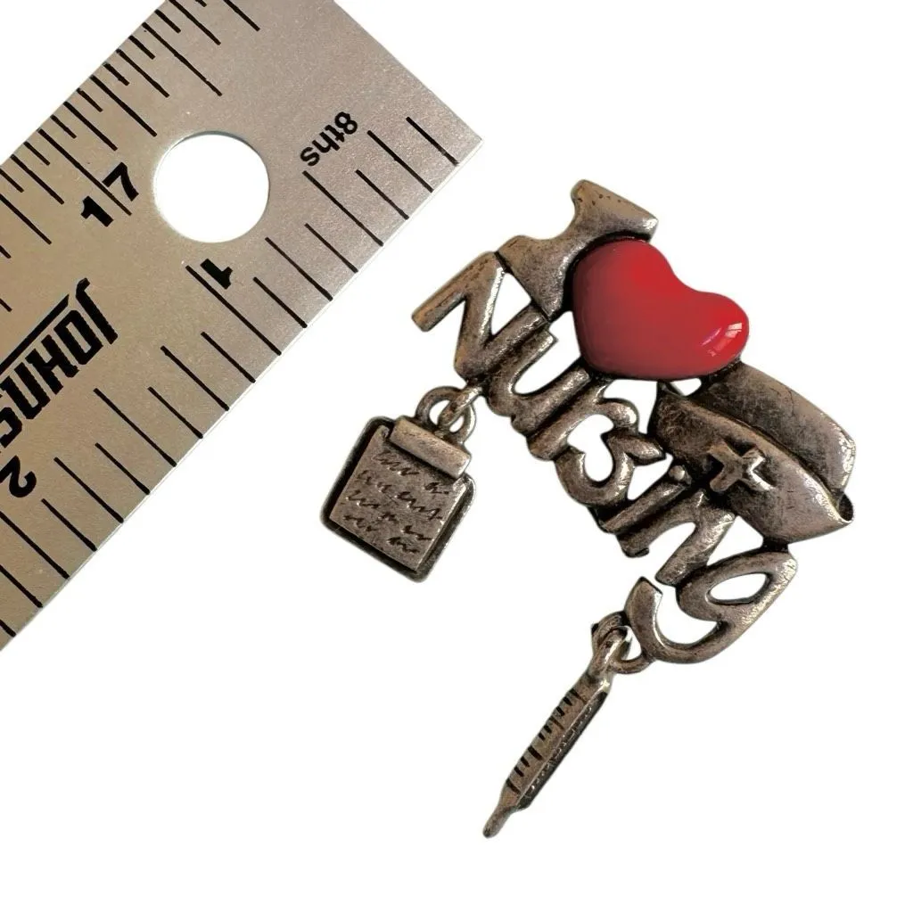 Style Vintage “I ❤️ Nursing” Brooch with Charms Silver - Image 9