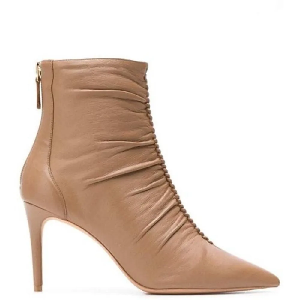 Alexandre Birman Suzana Ruched Leather Booties MSRP: $675 - Image 2