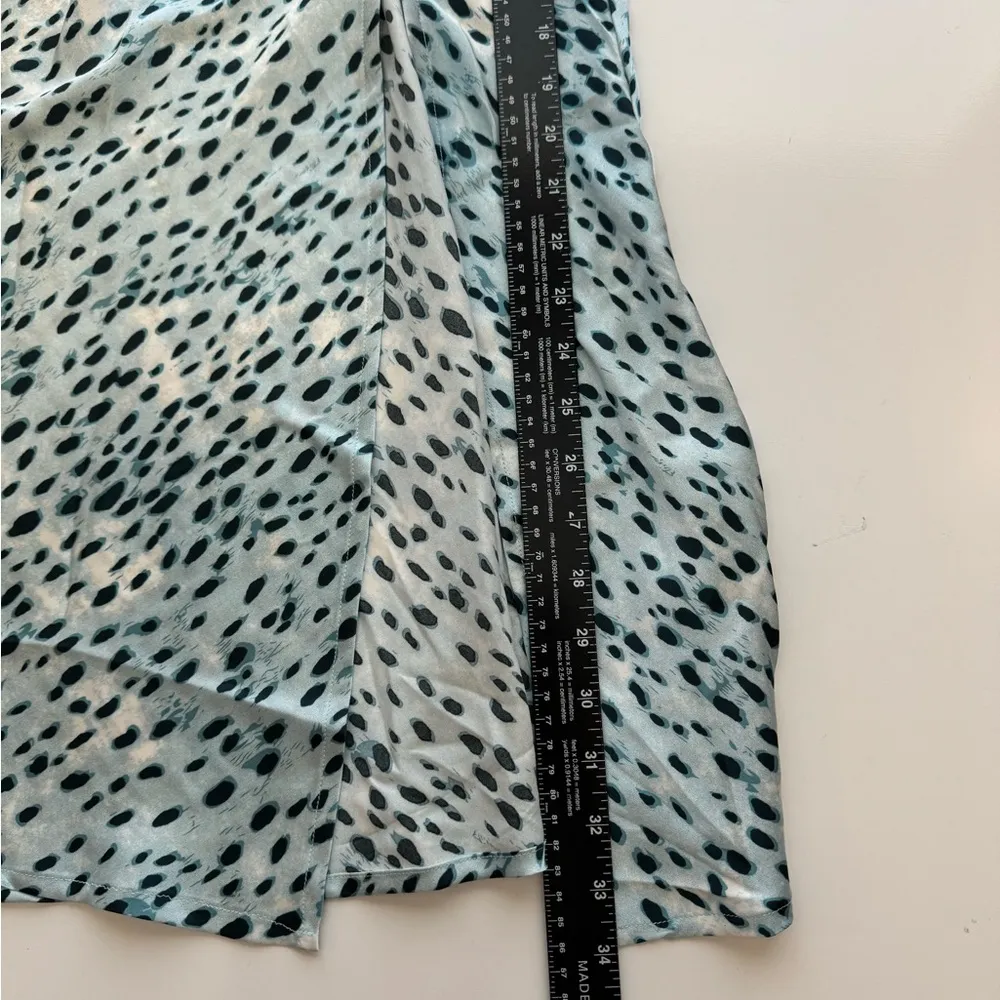 CIDER Blue‎ Spot Leopard Print Drawstring Split Maxi Skirt Large - Image 6