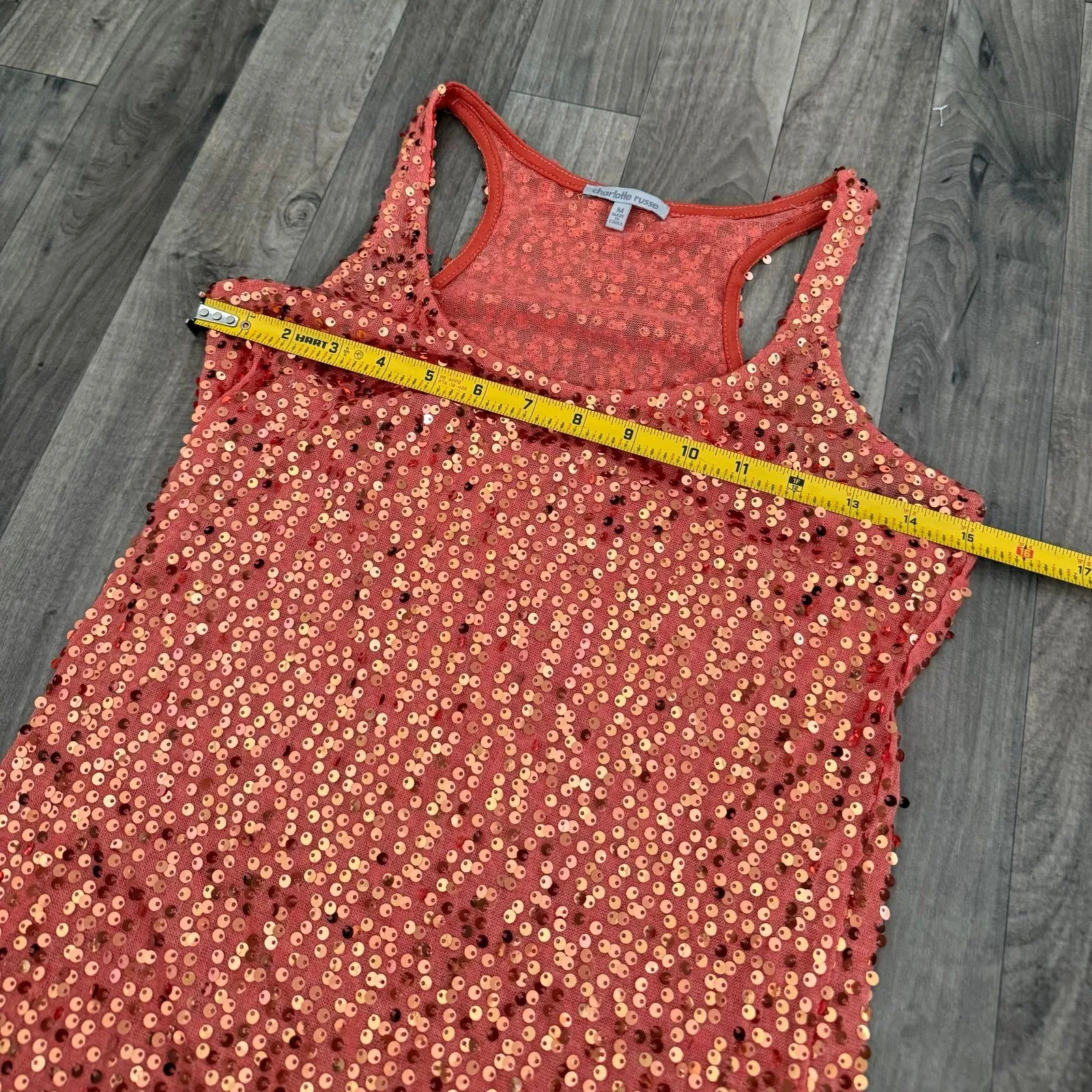 Vintage retro y2k Charlotte Russe sequins embellished tank top Orange Size M - Image 2
