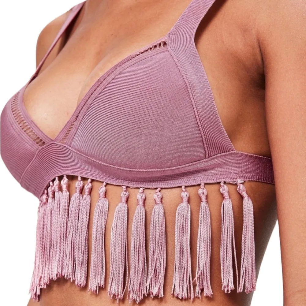 Missguided ꧁ Crochet Cut Out Knit Fringe 2 Piece Bikini Set ꧂ Pastel Purple ꧁ 2 - Image 15