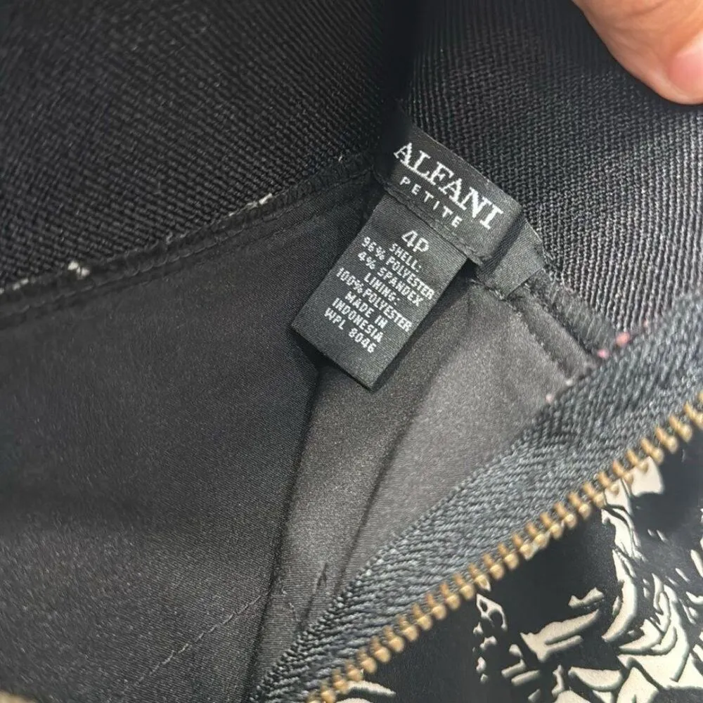 Alfani Womens Petite Black White Elastic Pleated Ruffle Straight Pencil Skirt 4P - Image 6